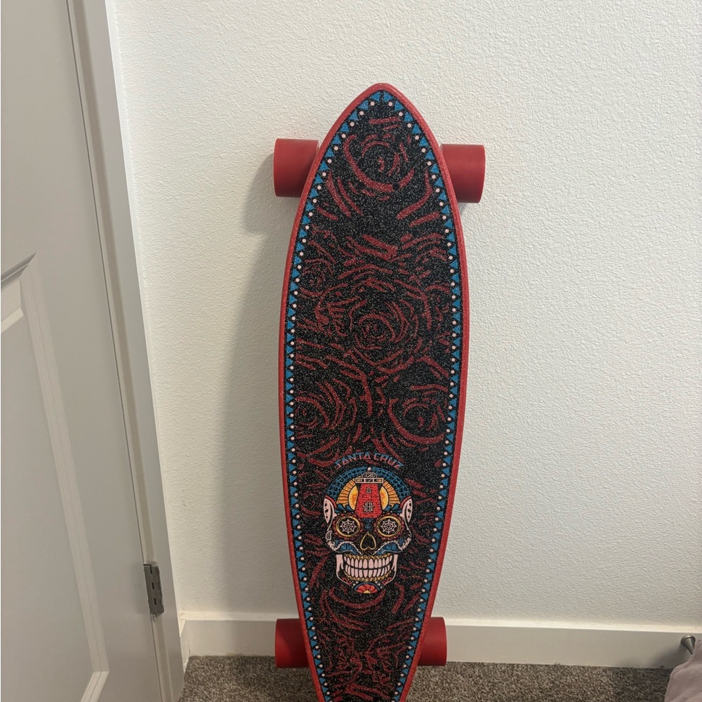 Santa Cruz Skateboards Red and Black Skull Longboard Art